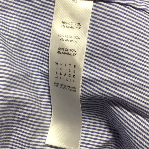 White House Black Market Blue & White Stripe Top with Front Tie Size 8 - Picture 7 of 8